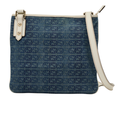Interlocking Denim Crossbody, &pound;295, Handbags, Blue, Denim, Front view
